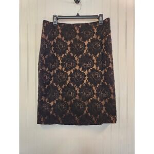Talbots Women's‎ Black Beaded Lace Overlay Pencil Skirt Size 10 W32x24L Lined...